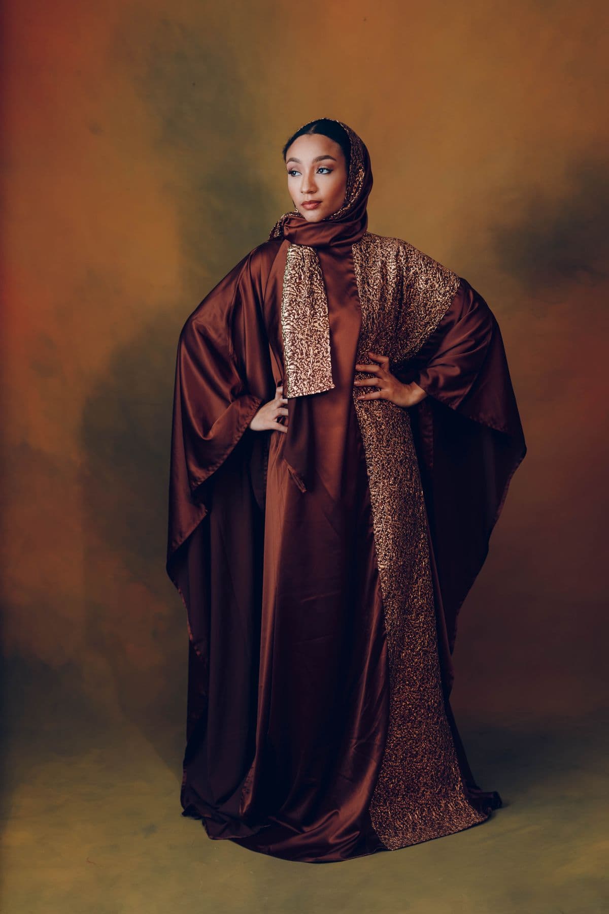 Abaya Brodée — Terracotta